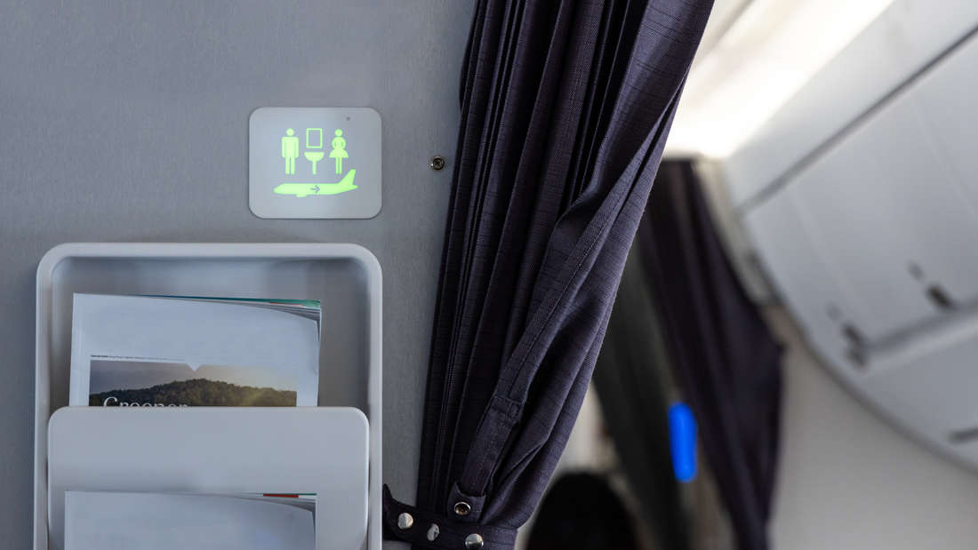 Toilettensymbol im Flugzeug