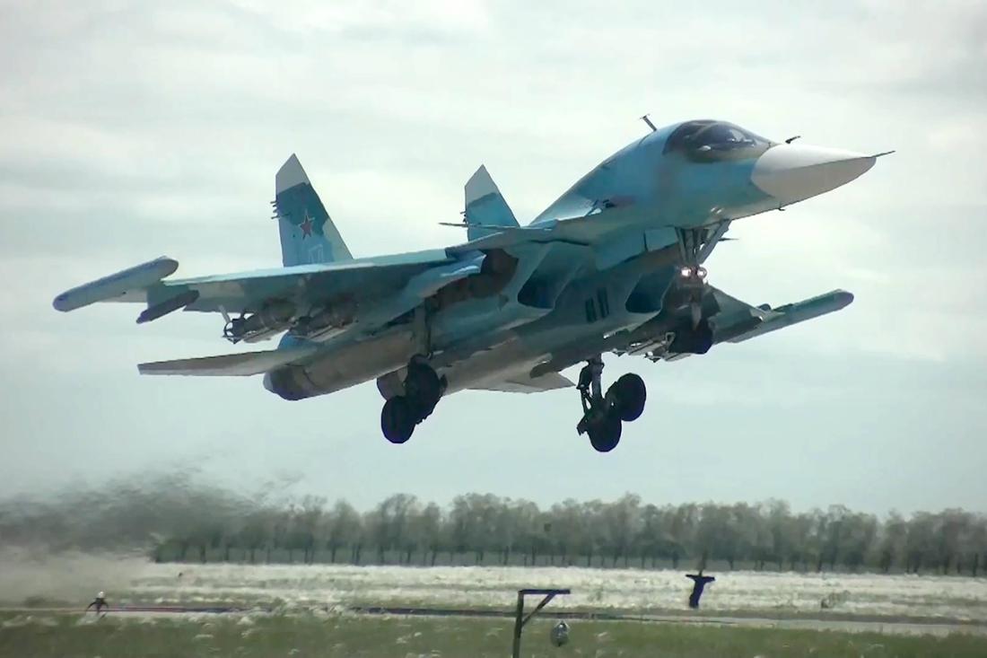 Russlands Kampfjet Su-34. DIe Ukraine hat mehrere der Jagdbomber zerstört.