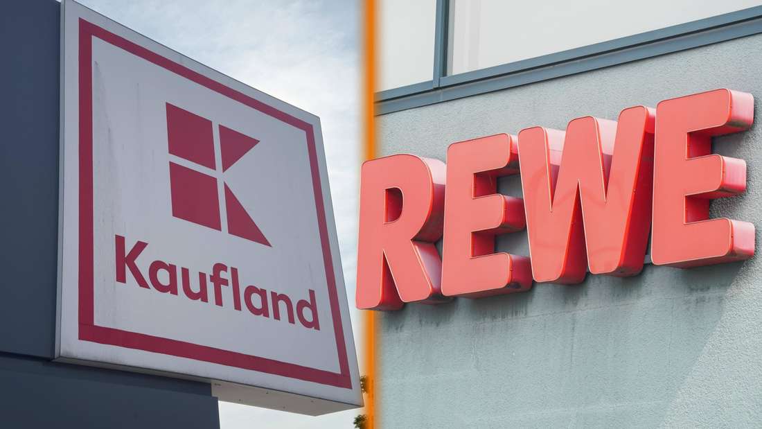 Logos von Kaufland und Rewe.