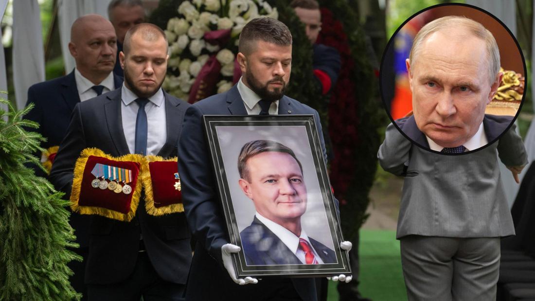 Trauernde mit Bild und Orden, Wladimir Putin eingeklinkt