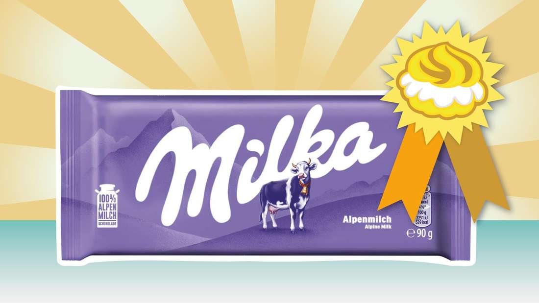 Bildcollage von einer Milka-Tafel mit dem Orden Goldener Windbeutel