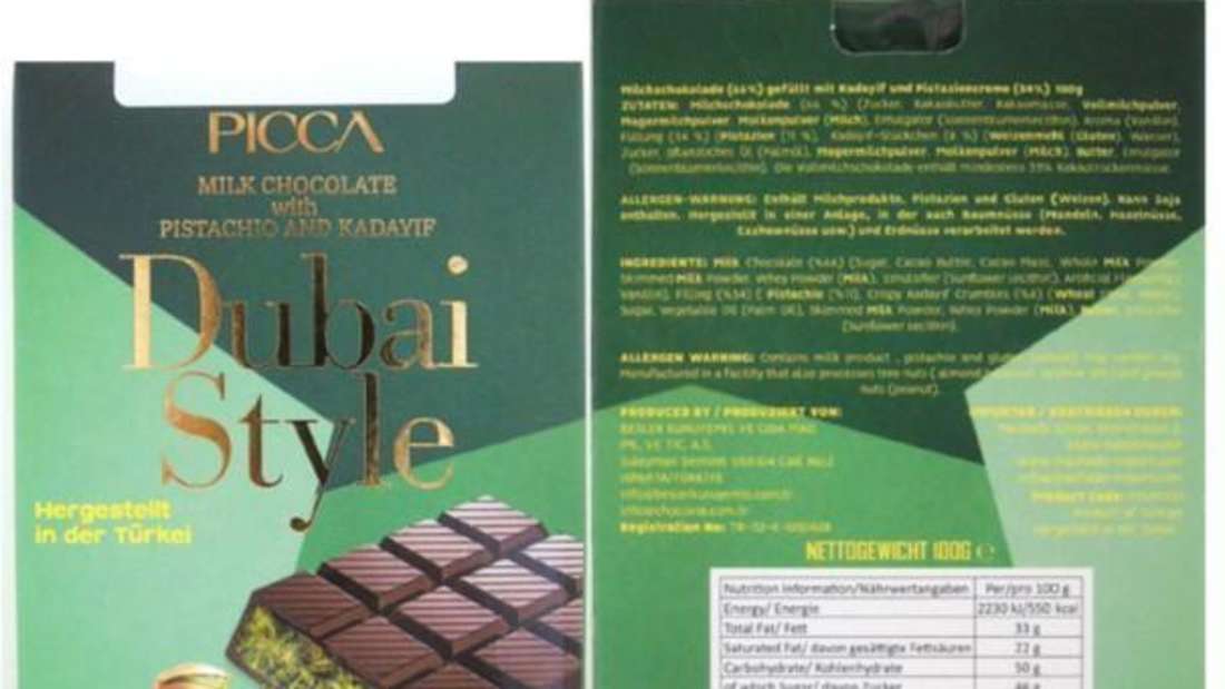 Dubai Schokolade Rückruf 