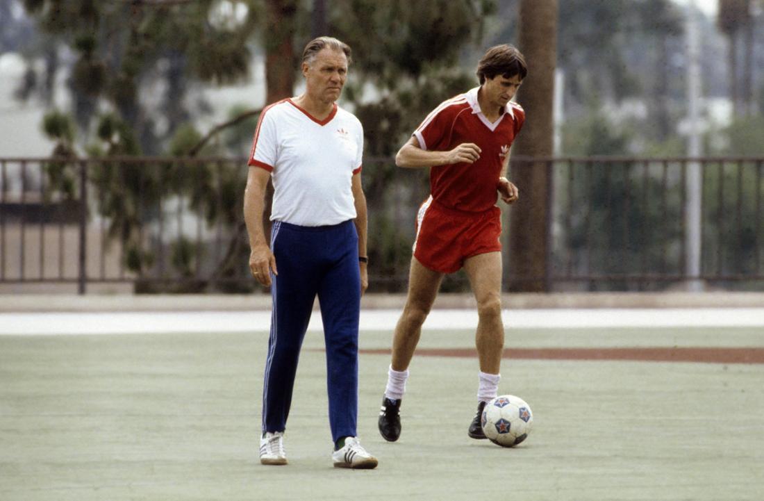 Johann Cruyff im Training in den USA.