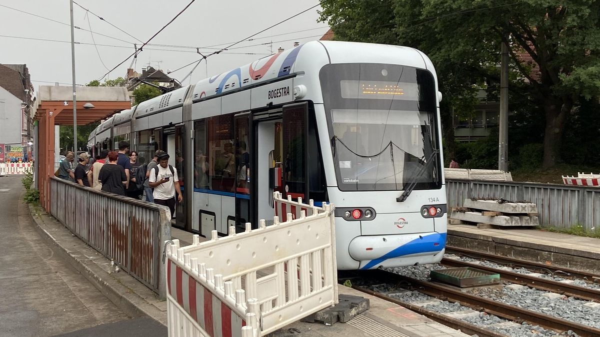 Die Straßenbahnen der Linie 302 aus Buer kommend enden derzeit an der Haltestelle Rheinelbestraße an der Grenze von Neustadt zu Ückendorf.
