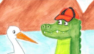 Störche fliegen in Kinderbuch