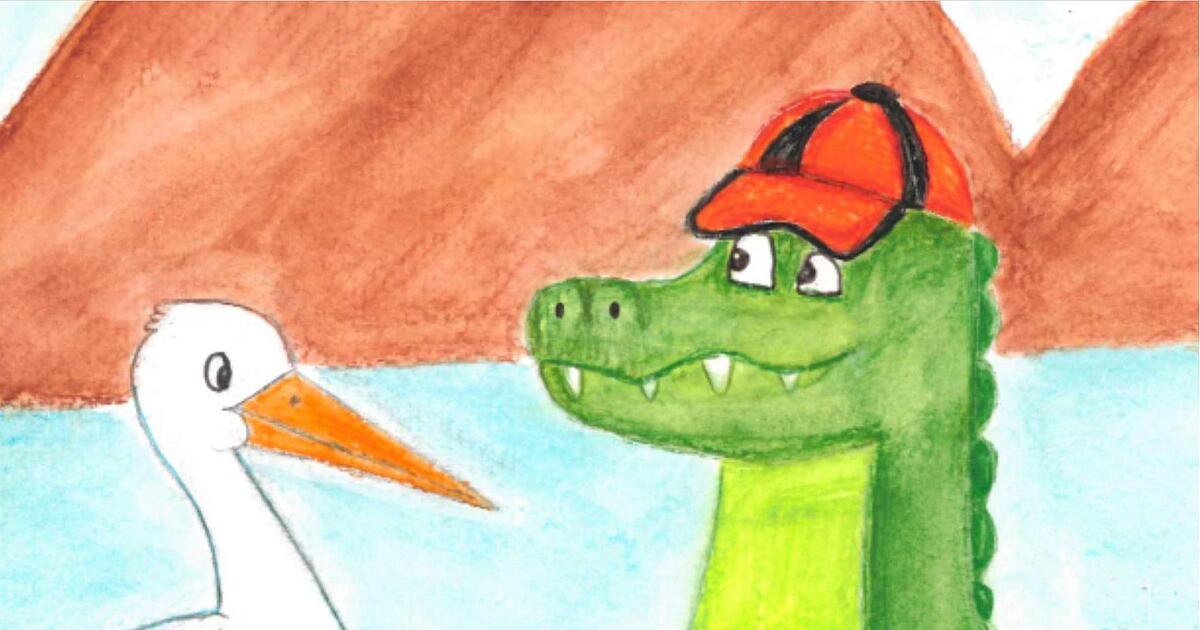 Störche fliegen in Kinderbuch