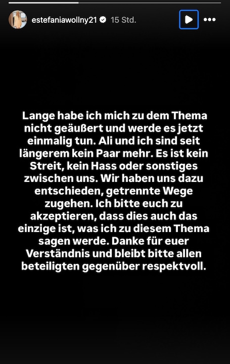 Das Trennungsstatement von Estefania Wollny