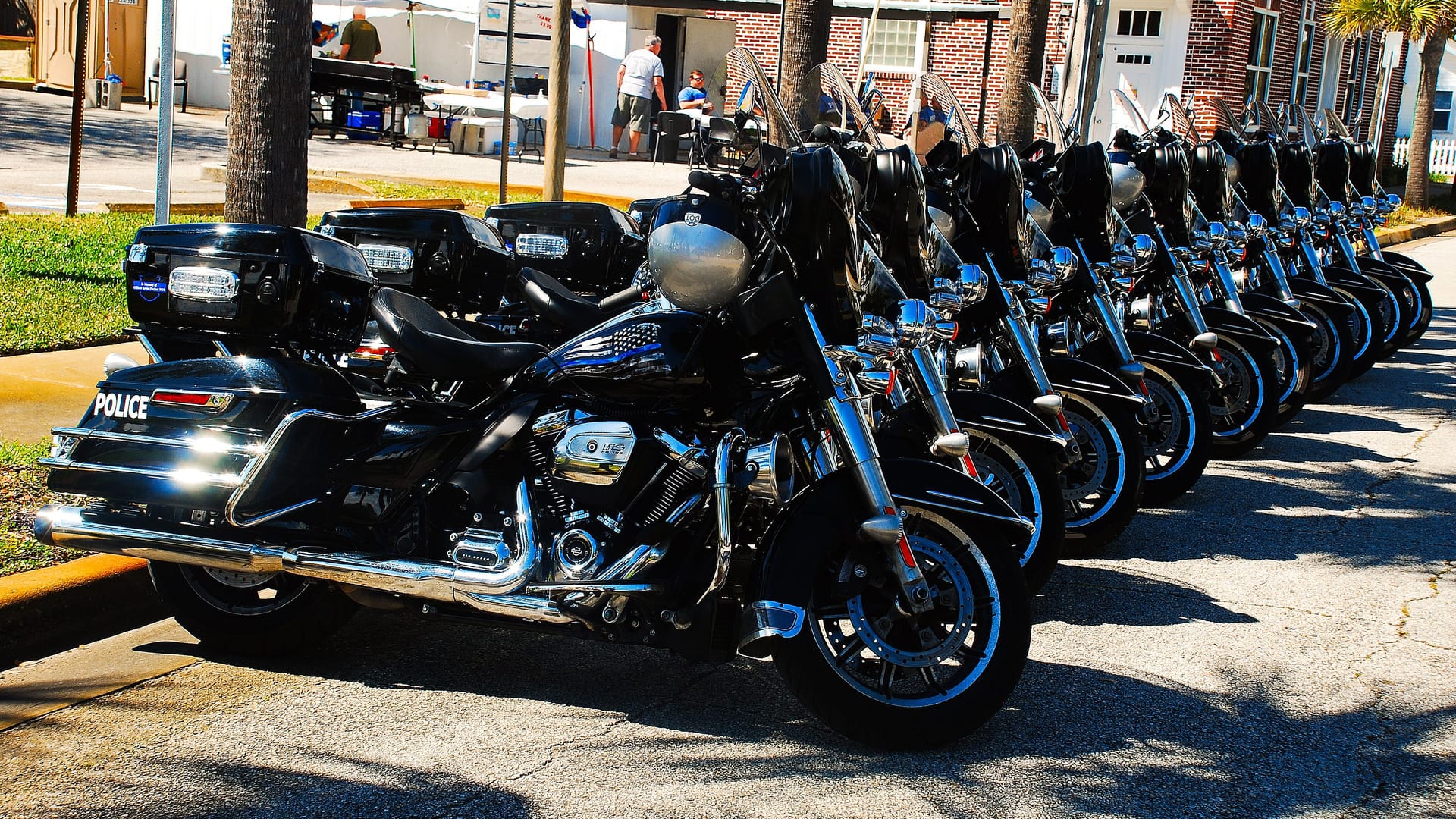 79th anniversary of Daytona bike week 2020 with the police Harley Davidson bikers line