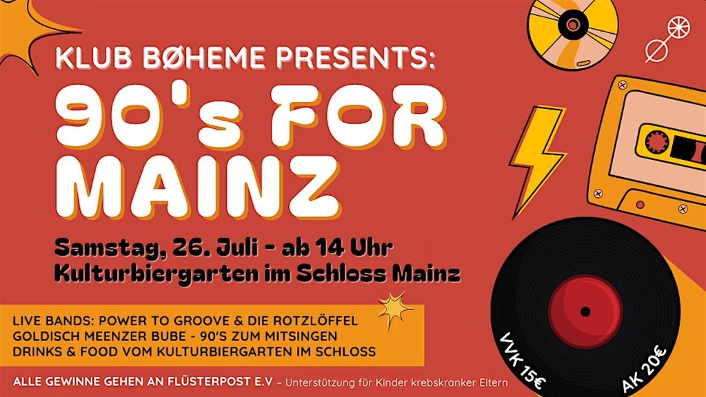 Benefiz-Open-Air „90s for Mainz“ am 26. Juli im Schlossbiergarten - sensor Magazin