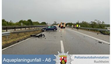 POL-PDNW: Polizeiautobahnstation Ruchheim - Aquaplaning-Unfälle auf der A6 Richtung ...