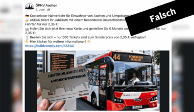 Keine ASEAG-Fahrkarten für 2,35 Euro – Anzeige ist fake