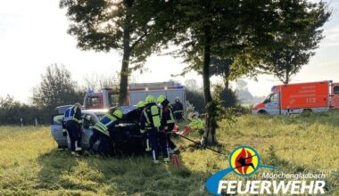 FW-MG: Verkehrsunfall auf der Egerstraße - Vier Personen betroffen