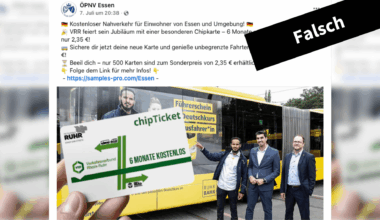 Angebot zu angeblichem VRR-Jubiläum ist gefälscht