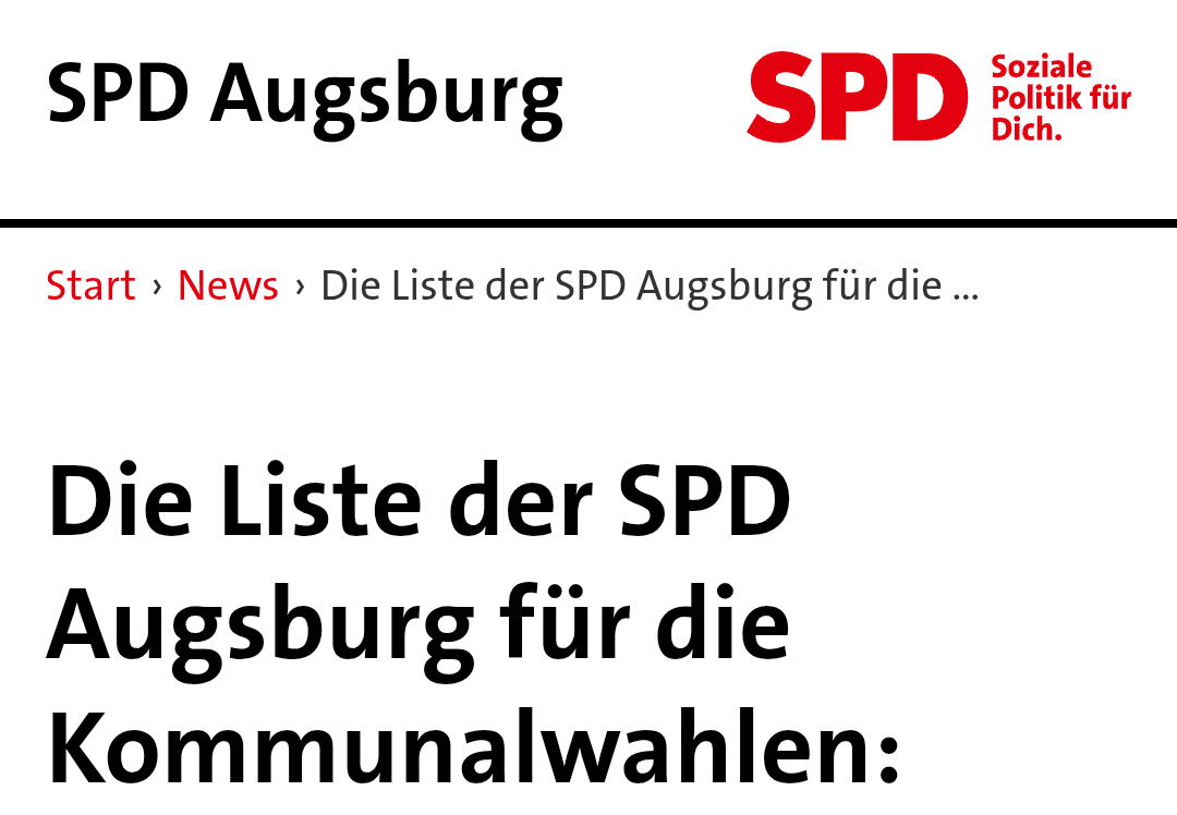 Stadtratsliste der SPD Augsburg steht