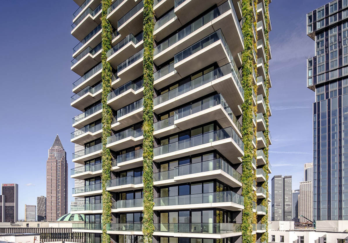 Begrüntes Wohnhochhaus in Frankfurt am Main von Jahn und Magnus Kaminiarz & Cie Architektur / 98 Meter Pflanzenstränge - Architektur und Architekten - News / Meldungen / Nachrichten