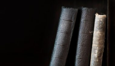 Drei alte, historische Bücher stehen aneinander gelehnt in einem Regal