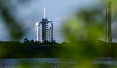 Blick auf das Kennedy Space Center der NASA in Florida