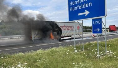 Bier-Lkw brennt auf A3: Autobahnpolizei Wiesbaden im Einsatz