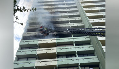Feuer in Hochhaus in Hochheim am Main