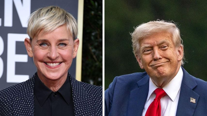 Collage: Ellen DeGeneres und Donald Trump