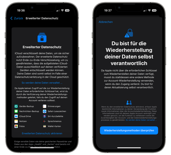 Erweiterter Datenschutz Apple