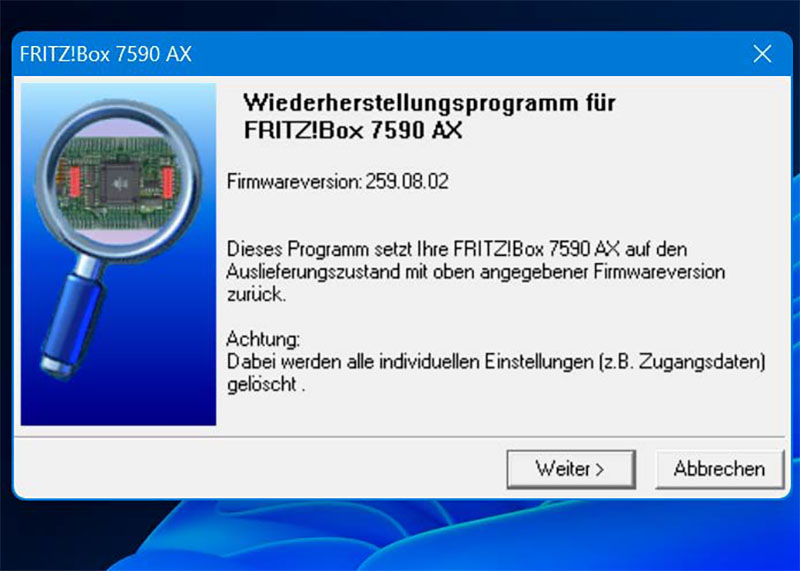 Router zurücksetzen