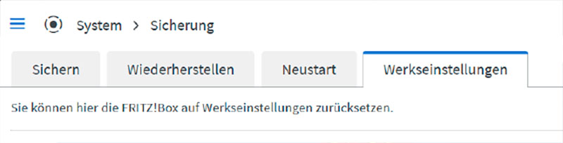 Zurück zu den Werkseinstellungen