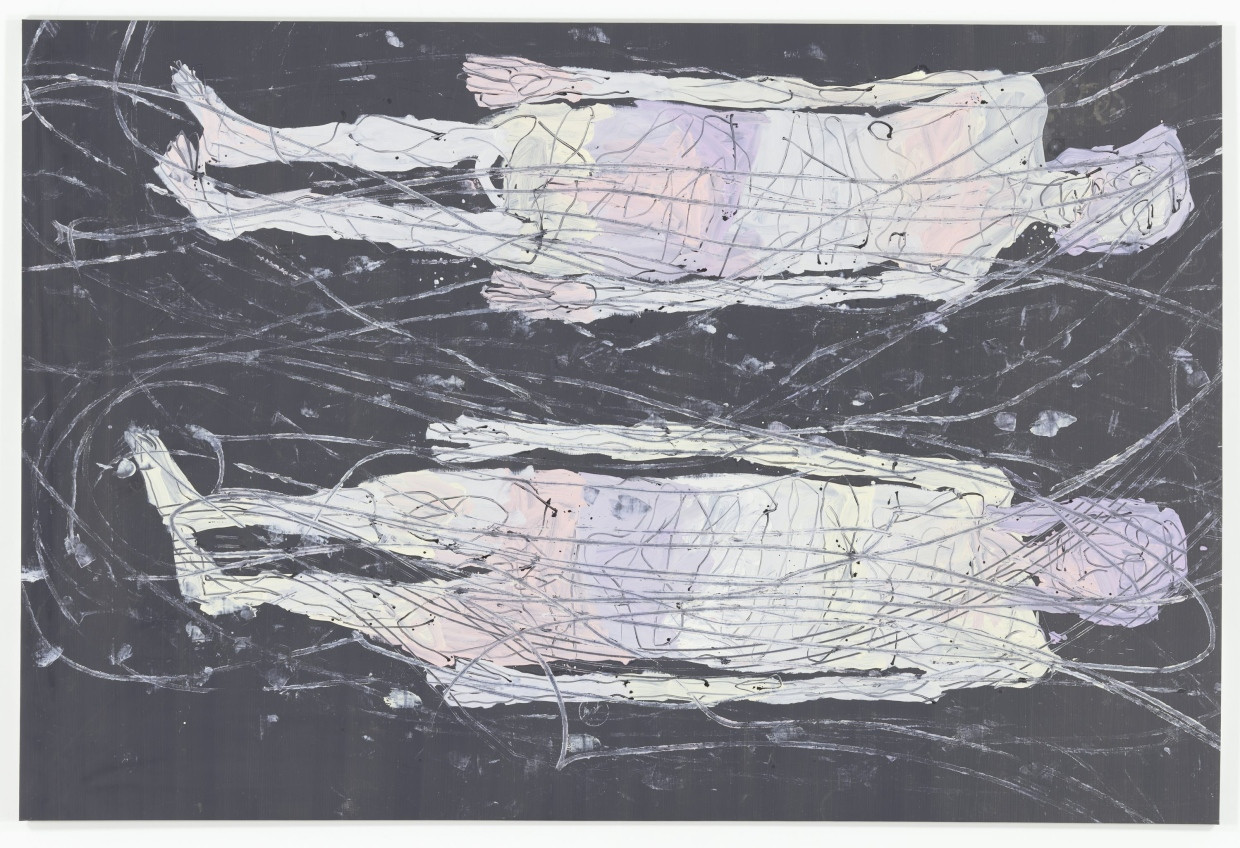 Georg Baselitz, „Volksmusik war indigen“, 2024, Öl auf Leinwand, 300 mal 450 Zentimeter