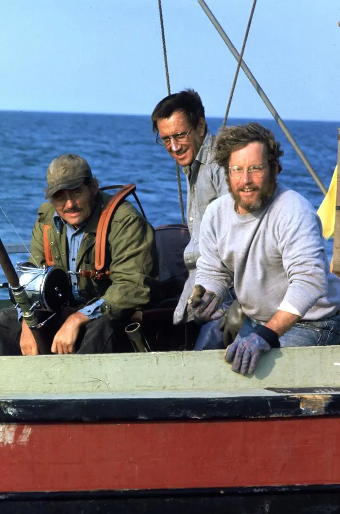 Drei gegen den Hai: Robert Shaw, Roy Scheider und Richard Dreyfuss beim Dreh