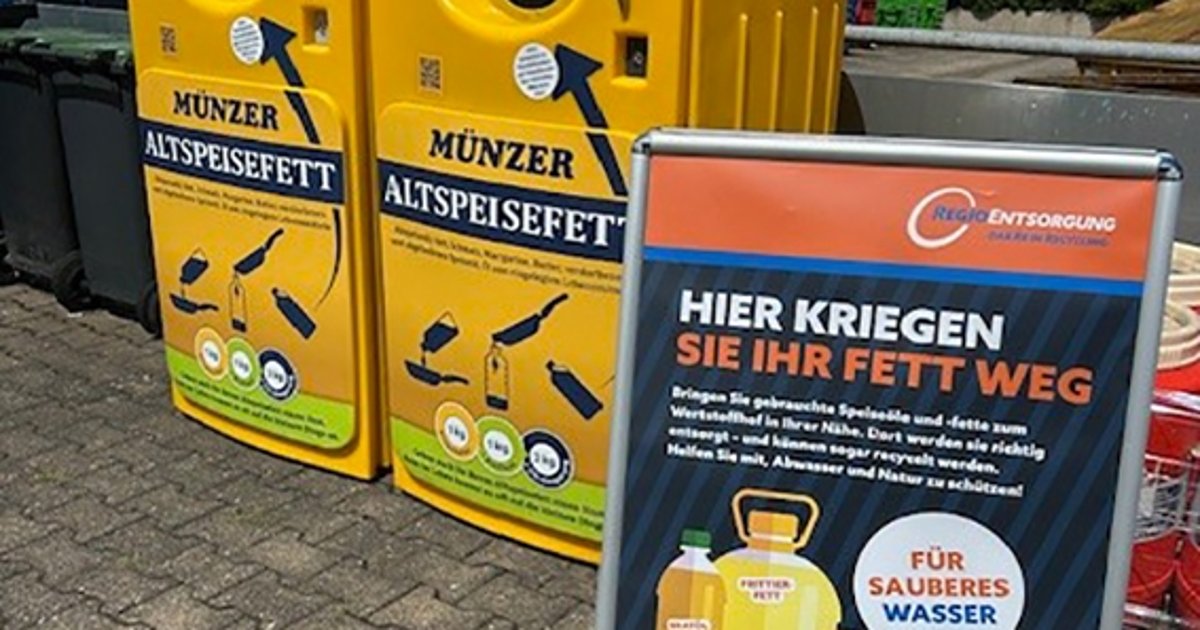 Wertstoffhöfe der RegioEntsorgung nehmen jetzt auch Altspeisefette an