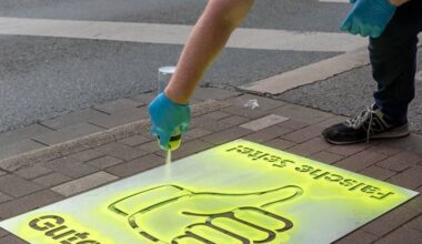 Sprühkreide gegen Geisterradler in Dortmund