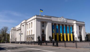 Das Hauptgebäude des ukrainischen Parlaments an der Verkhovna Rada in Kiew