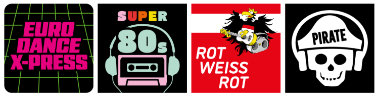 kronehit logos Eurodance X Press super80s rot weiss rot pirate 1200
