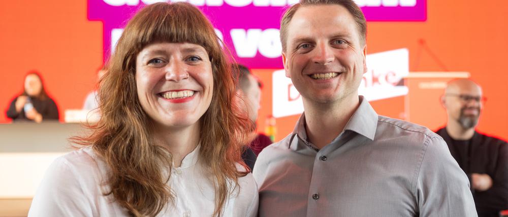 Können Sie die Linke zur stärksten Kraft in der Hauptstadt machen? Kerstin Wolter und Maximilian Schirmer sind die neuen Landesvorsitzenden der Partei. 