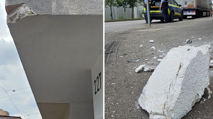 Unfallstelle in Stuttgart-Ost: Gebäude an Kreuzung zum dritten Mal dieses Jahr durch Lkw beschädigt