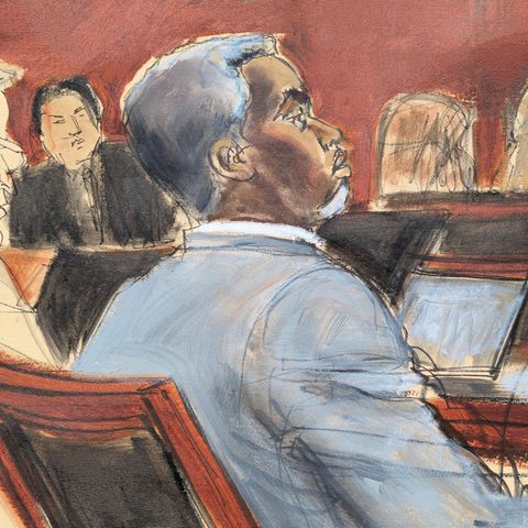 Die Gerichtszeichnung zeigt Sean "P. Diddy" Combs, während der Eröffnungsplädoyers am ersten Verhandlungstag