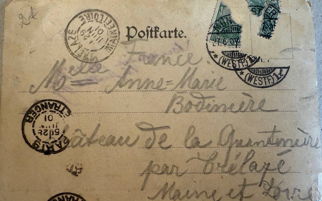 Eine alte Postkarte von 1901. Sie wurde von Münster nach Frankreich geschickt.