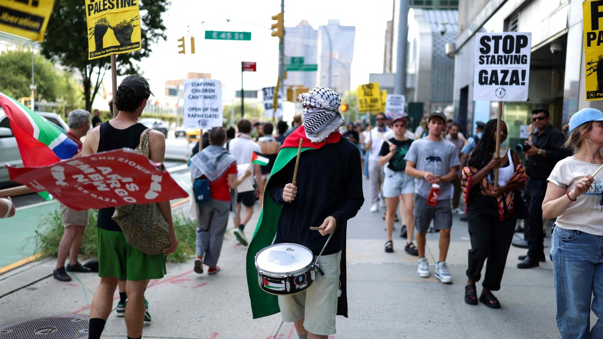 Protest vor dem UN-Hauptquartier in New York