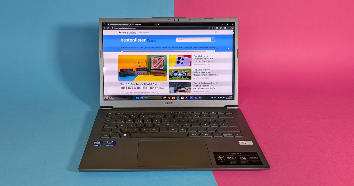 Laptop Acer Aspire 14 AI OLED im Test: Flott, leicht, KI-fähig & tolles Display