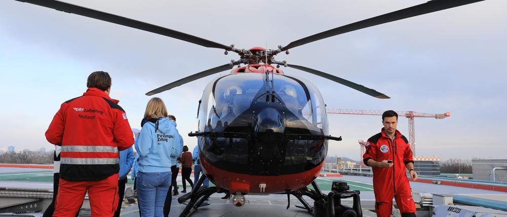 Rettungshubschrauber im Unfallkrankenhaus Berlin in Marzahn im Jahr 2018.