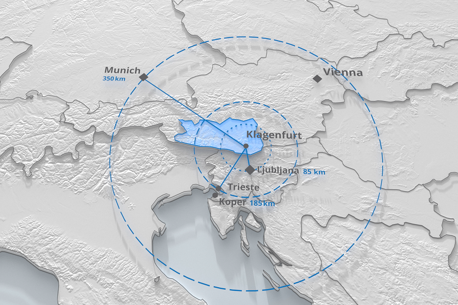 Logistikdrehscheibe Kärnten: Zentrale Lage mit optimaler Anbindung an europäische Märkte | Bild: Standortmarketing Kärnten / Monte Nero Productions
