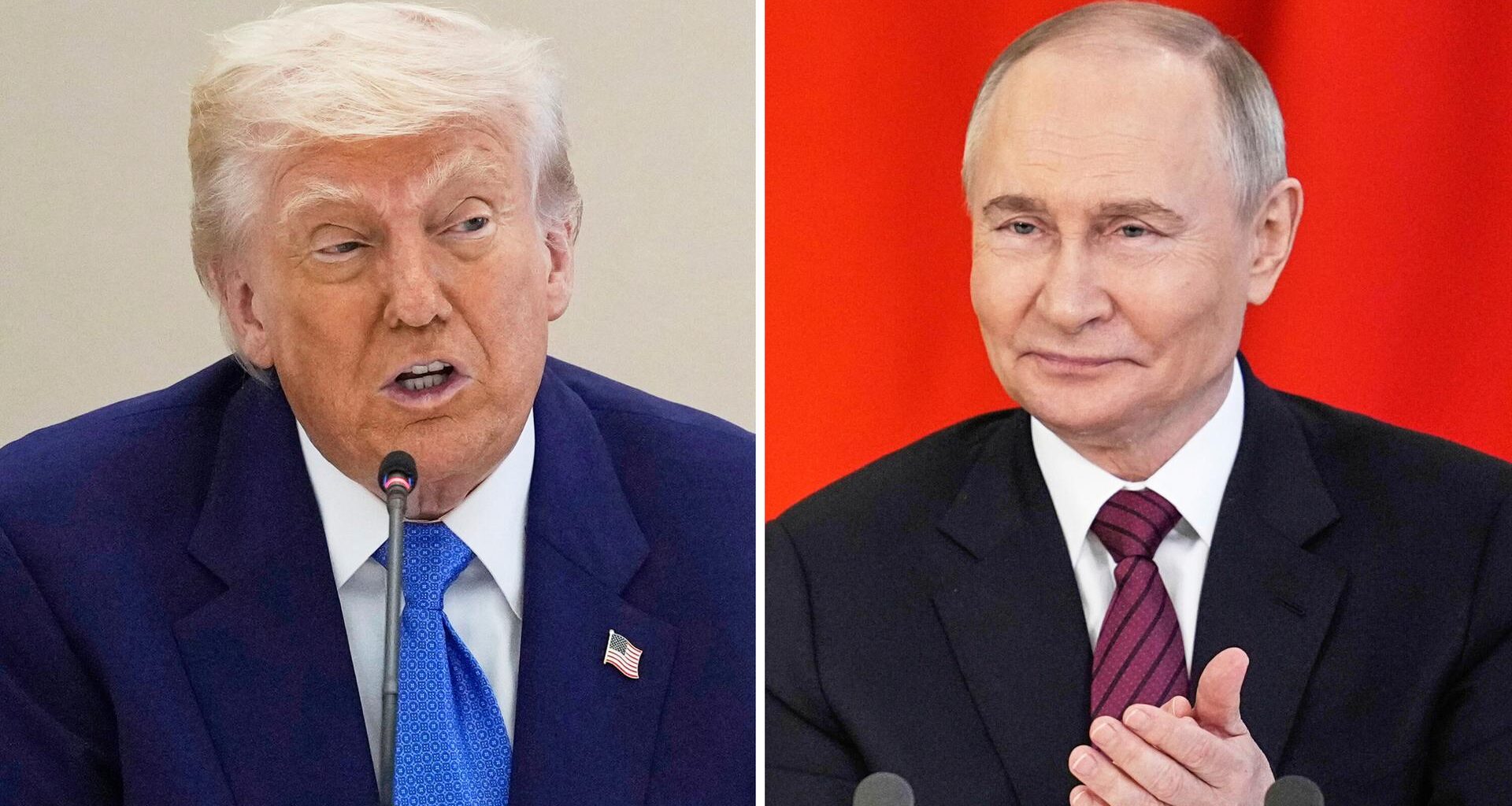 Eine Montage mit Bildern des US-Präsidenten Trump und des russischen Präsidenten Putin.