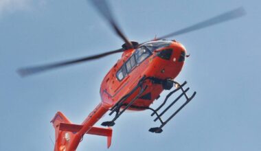 Hubschrauber landet nach Unfall an Brucknerallee