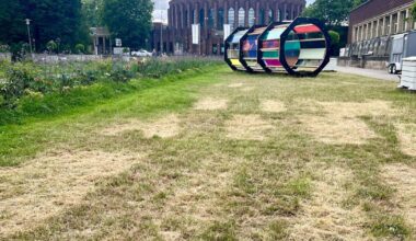 Kunstwerk versengt Rasen im Ehrenhof