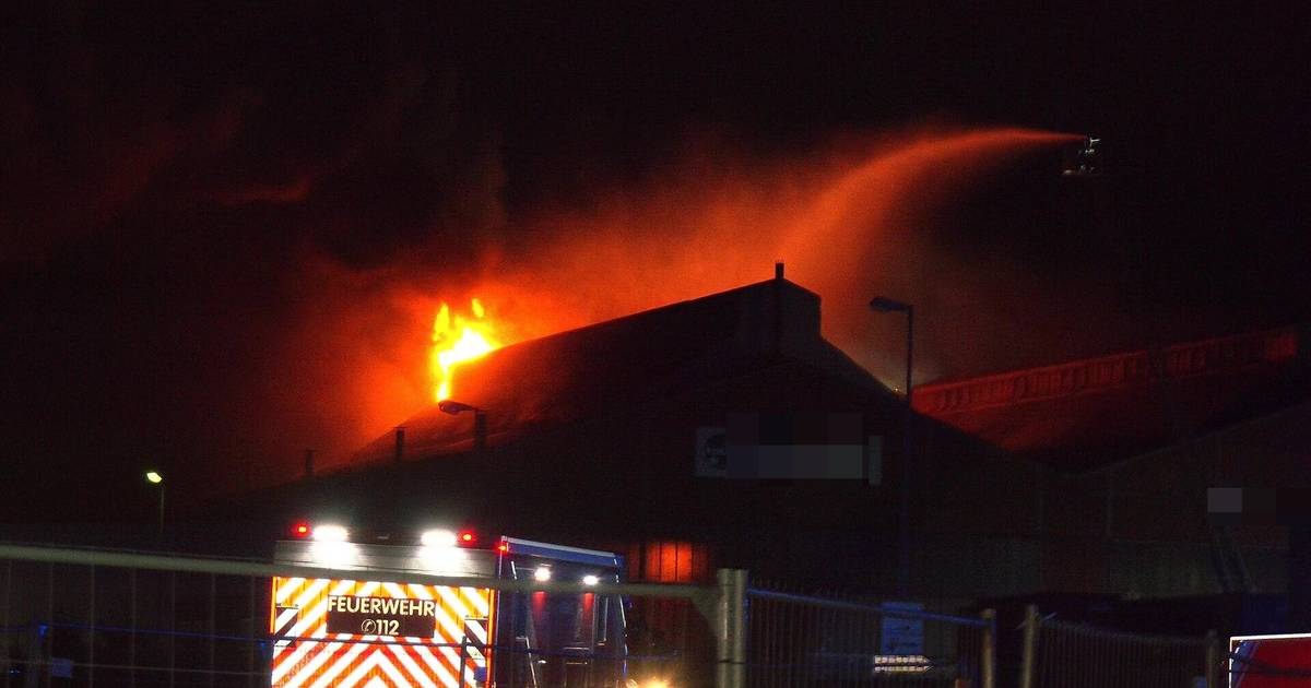 Großeinsatz in Duisburg: Lagerhalle fängt Feuer