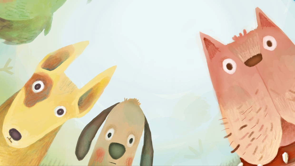 Was hat Kalle nur? Die Freunde aus dem Park stehen mit großen Augen vor einem keifenden Kaktus.