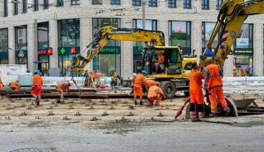 Arbeiten an Großbaustelle Postplatz im Plan