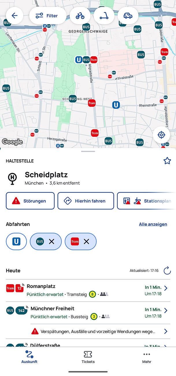 Ist die Live-Position verfügbar, erscheint ein Signal-Symbol in der rechten oberen Ecke der Liniennummer.