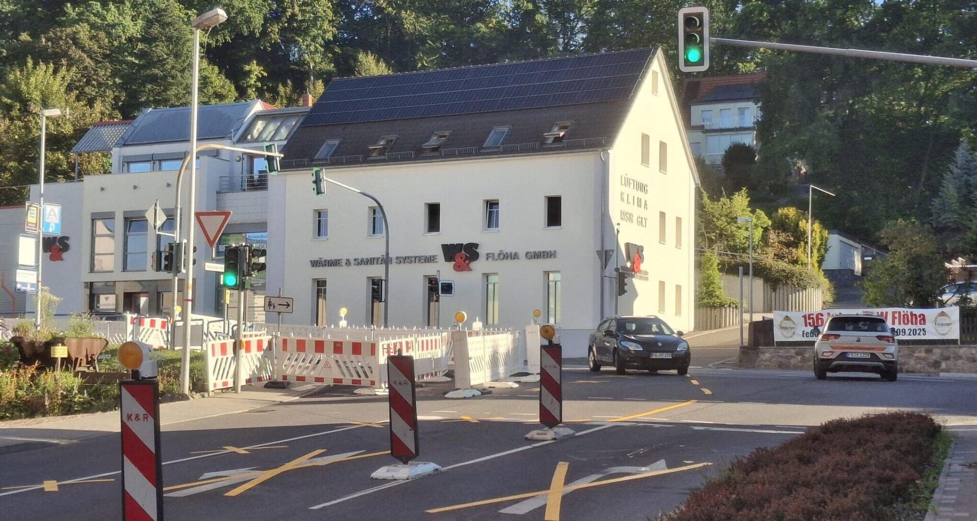 Engpass an der Schulbergkreuzung in Flöha