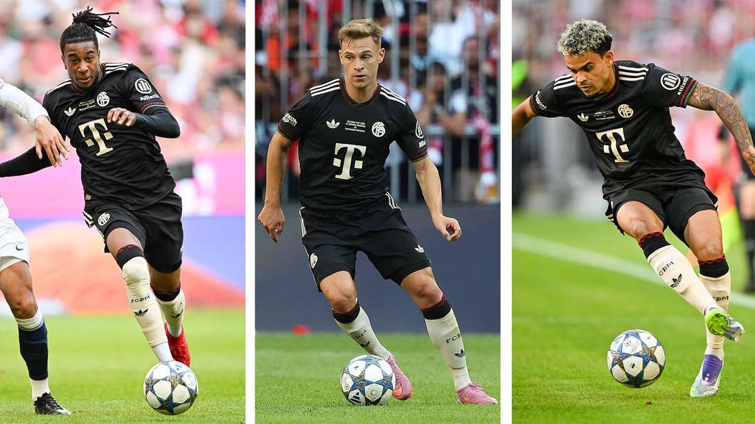 Bildmontage: Michael Olise, Joshua Kimmich und Luis Diaz.